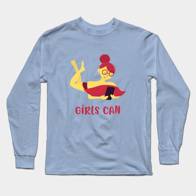 Girls Can Long Sleeve T-Shirt by saniday